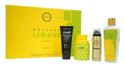Estuche Armaf Odyssey Limoni Hombre EDP 4Pz Perfume 100ml + Gel De Ducha + Aerosol + Shampoo